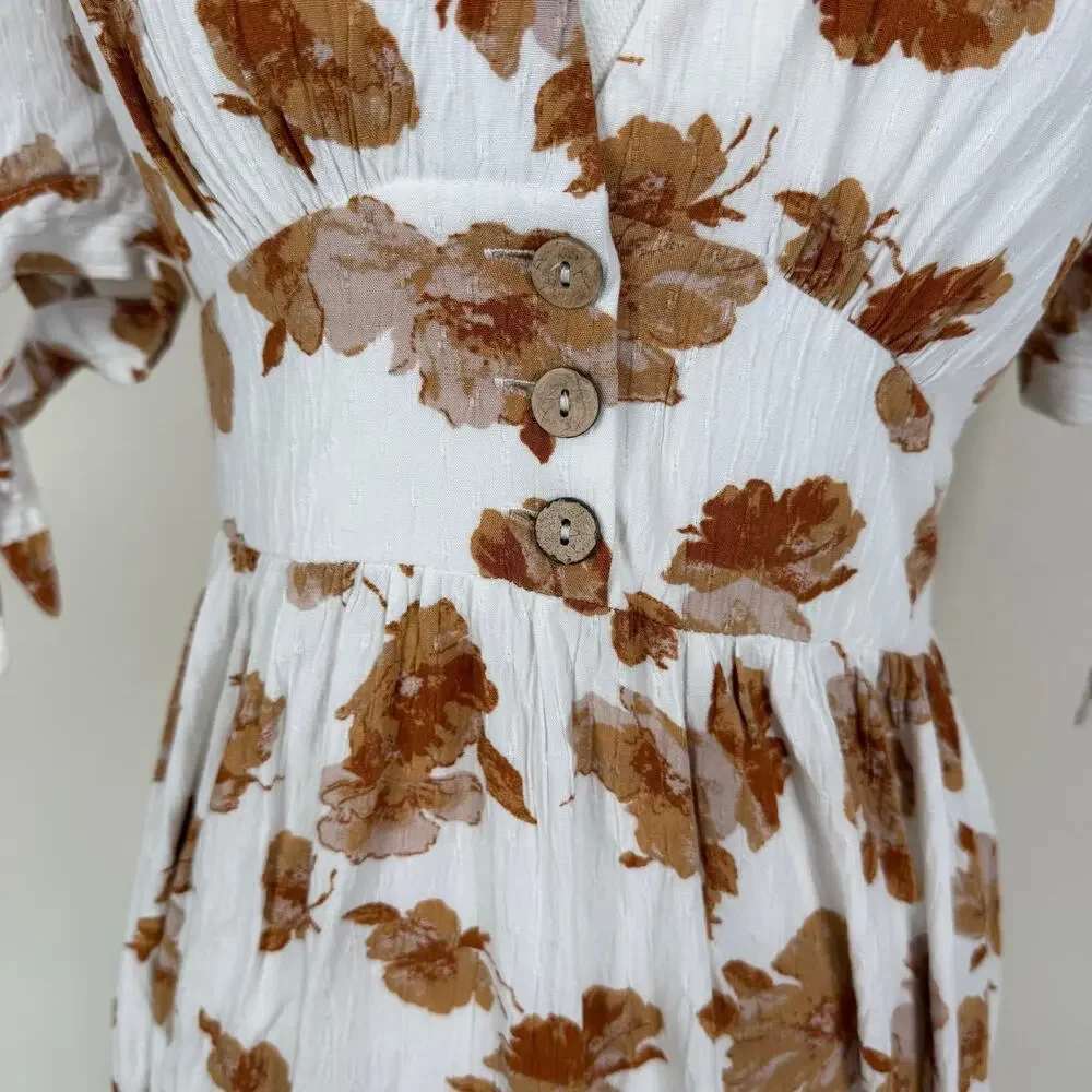 Altar'd State Floral Stacie Dress Size Medium Midi Boho Western Ranch Romantic - Picture 3 of 11